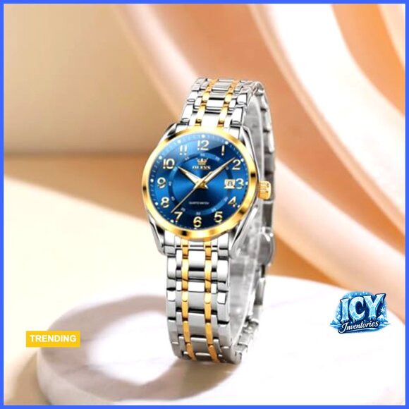 Stainless Steel Quartz Dress Watch Waterproof Luminous Date